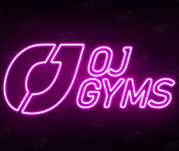 Custom LED Sign - Custom LED neon sign - 'OJ Gym'(Purple) - cut to shape - W100cm x H43.5cm