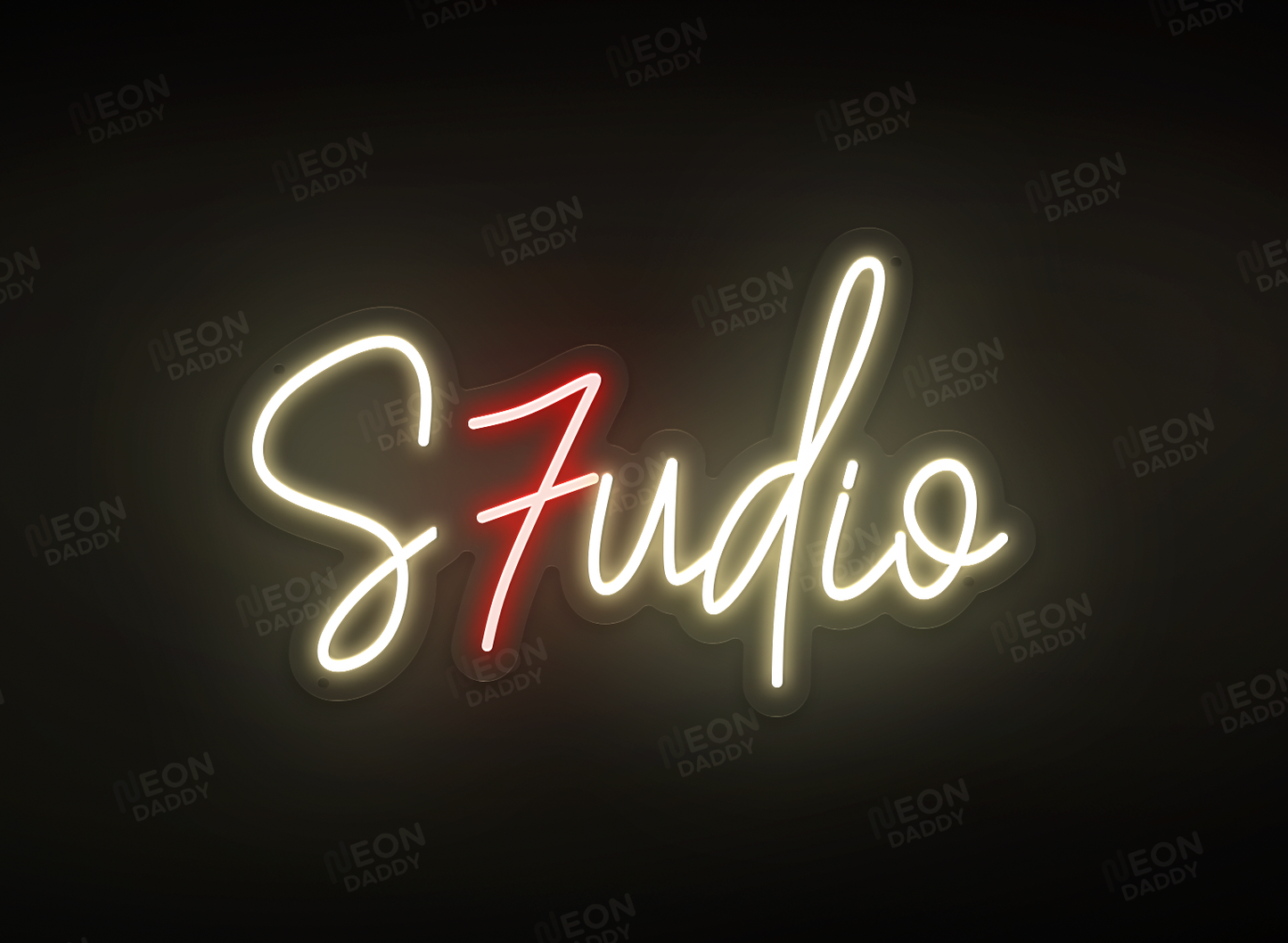 Custom LED Sign - Custom LED neon sign - 'S7udio'(Red/Warm White)- 60cm x 36.1cm