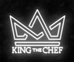 Custom LED neon Sign - King the Chef - 60 x 49 cm - cool white - cut to shape - Neon Daddy