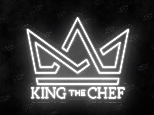 Custom LED neon Sign - King the Chef - 60 x 49 cm - cool white - cut to shape - Neon Daddy