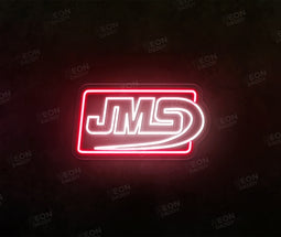 custom LED neon sign - jms - 50 x 38cm  - cool white, red - cut to shape - Neon Daddy