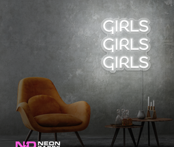 Color: White Girls Girls Girls LED Neon Sign