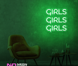 Color: Green Girls Girls Girls LED Neon Sign