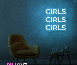 Color: Light Blue Girls Girls Girls LED Neon Sign