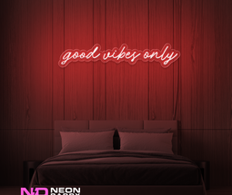Color: Red 'GOOD VIBES ONLY' LED Neon Sign - Affordable Neon Signs