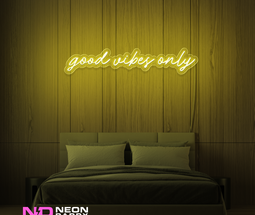 Color: Yellow 'GOOD VIBES ONLY' LED Neon Sign - Affordable Neon Signs