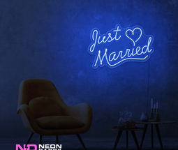 Color: Blue Just Married LED Neon Sign - Wedding Neon Signs