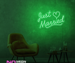 Color: Green Just Married LED Neon Sign - Wedding Neon Signs