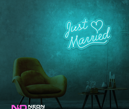 Color: Mint Green Just Married LED Neon Sign - Wedding Neon Signs