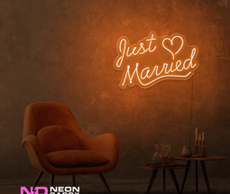 Color: Orange Just Married LED Neon Sign - Wedding Neon Signs
