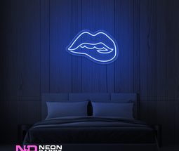 Color: Blue 'Lips' - LED Neon Sign - Affordable Neon Signs
