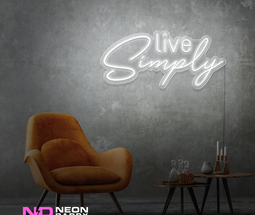Color: White 'Live Simply' - LED Neon Sign - Affordable Neon Signs