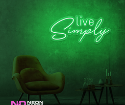 Color: Green 'Live Simply' - LED Neon Sign - Affordable Neon Signs