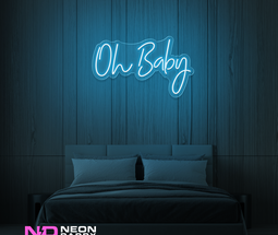 Color: Light Blue 'Oh Baby' - LED Neon Sign - Event Neon Signs