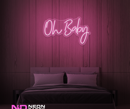 Color: Light Pink 'Oh Baby' - LED Neon Sign - Event Neon Signs