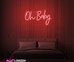 Color: Red 'Oh Baby' - LED Neon Sign - Event Neon Signs