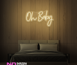 Color: Warm White 'Oh Baby' - LED Neon Sign - Event Neon Signs
