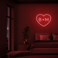 Personalised Initials Love Heart LED Neon Sign - Image 3