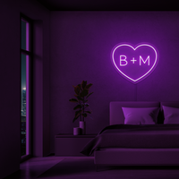 Personalised Initials Love Heart LED Neon Sign - Image 9