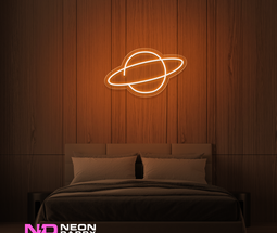 Color: Orange 'Planet Neptune' - LED Neon Sign - Space Neon Signs