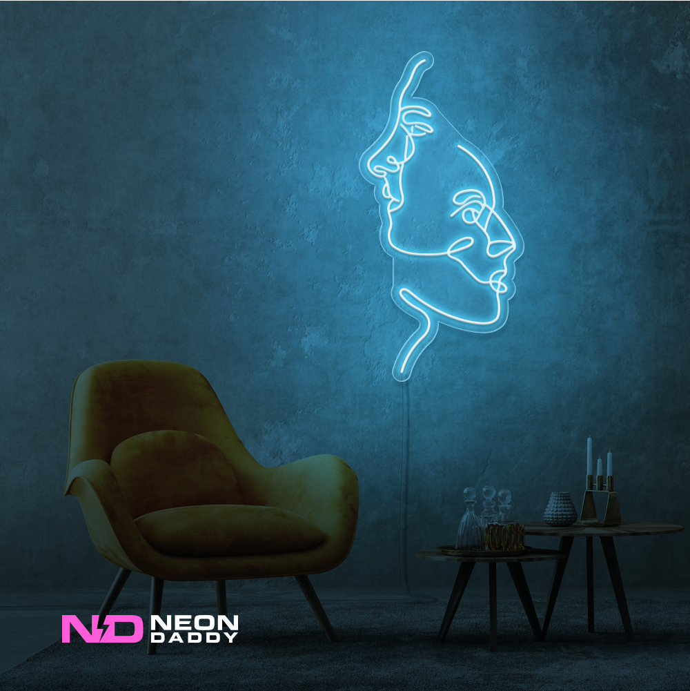 Color: Light Blue 'Two Face' - Art LED Neon Sign