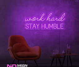Color: Purple 'Work Hard Stay Humble' - Affordable Neon Signs