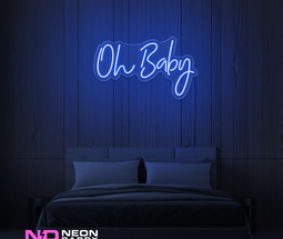 Color: Blue 'Oh Baby' - LED Neon Sign - Event Neon Signs