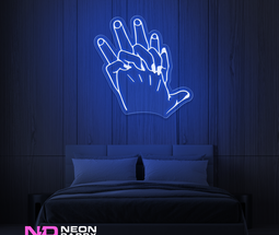 Color: Blue 'Hand Holding' LED Neon Sign - Romantic Neon Signs
