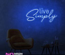 Color: Blue 'Live Simply' - LED Neon Sign - Affordable Neon Signs