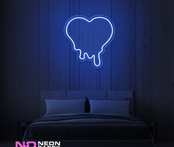 Color: Blue 'Melting Heart' - LED Neon Sign - Affordable Neon Signs