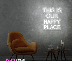 Color: White This Is Our Happy Place LED Neon Sign