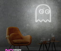 Color: White Ghost Pacman LED Neon Sign