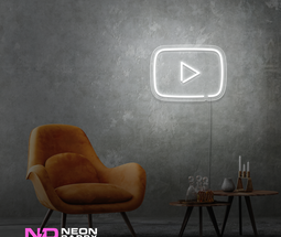 Color: White 'Youtube' - LED Neon Sign - Affordable Neon Signs