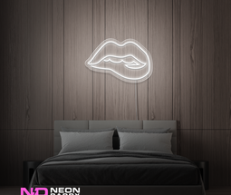 Color: White 'Lips' - LED Neon Sign - Affordable Neon Signs
