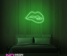 Color: Green 'Lips' - LED Neon Sign - Affordable Neon Signs