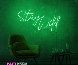 Color: Green 'Stay Wild' - LED Neon Sign - Affordable Neon Signs