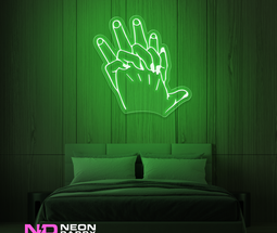 Color: Green 'Hand Holding' LED Neon Sign - Romantic Neon Signs