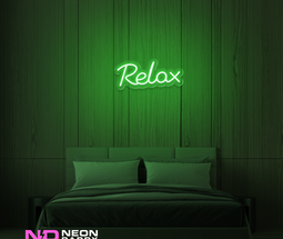 Color: Green 'Relax' - LED Neon Sign - Affordable Neon Signs
