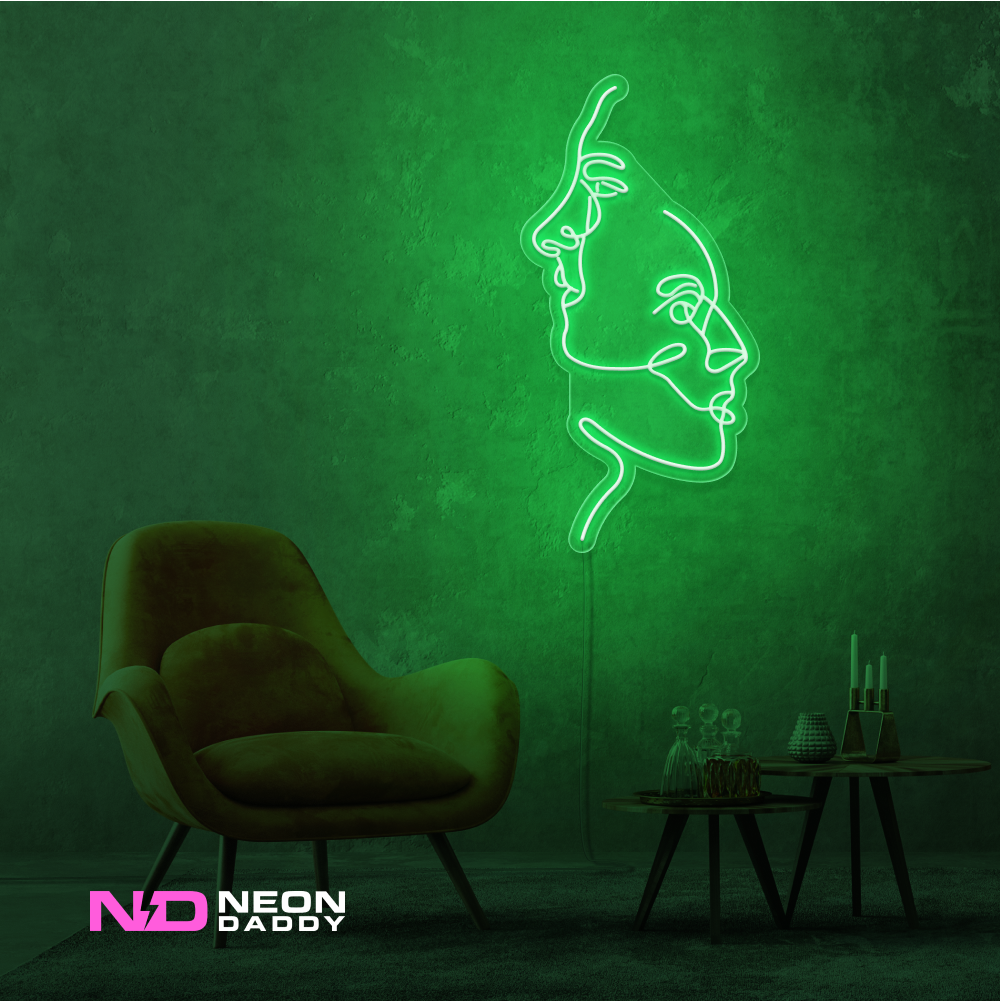 Color: Green 'Two Face' - Art LED Neon Sign