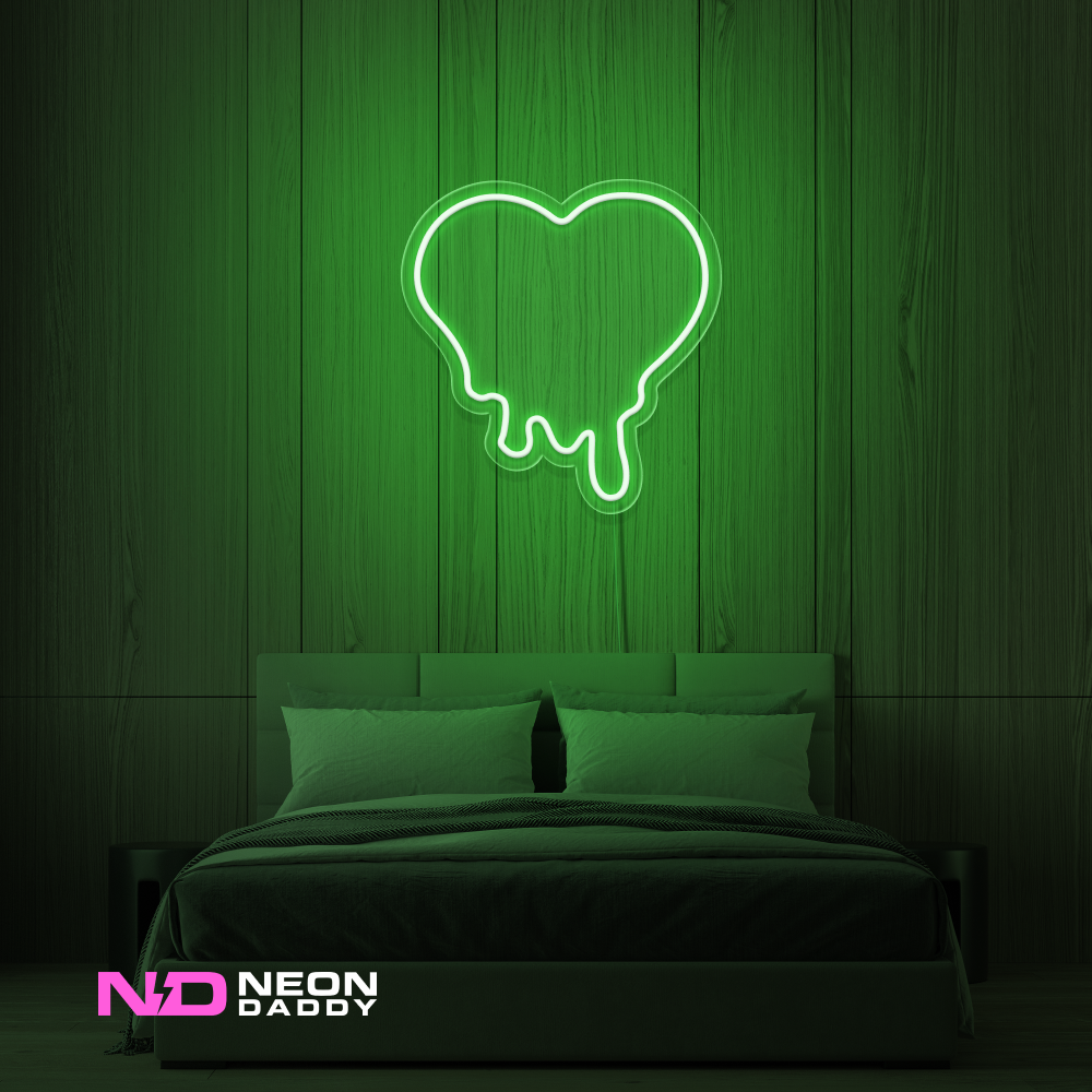 Color: Green 'Melting Heart' - LED Neon Sign - Affordable Neon Signs