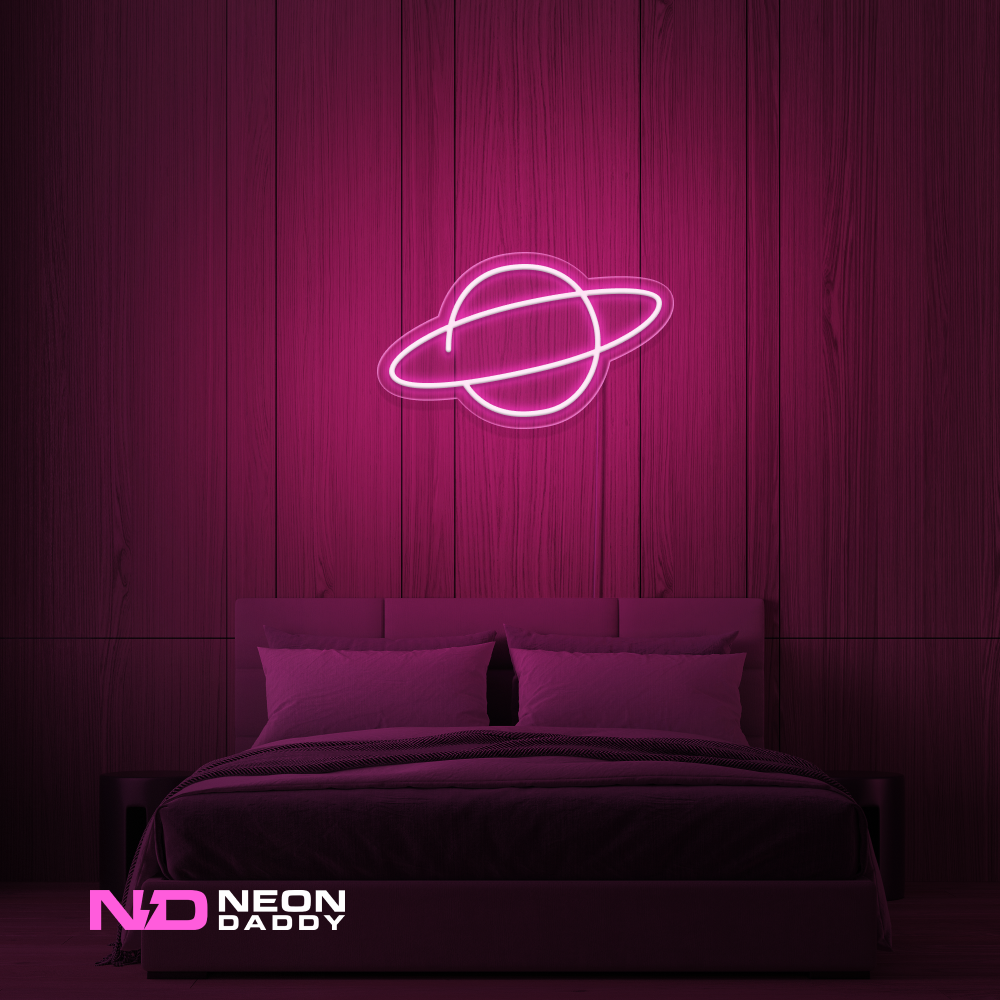 Color: Hot Pink 'Planet Neptune' - LED Neon Sign - Space Neon Signs