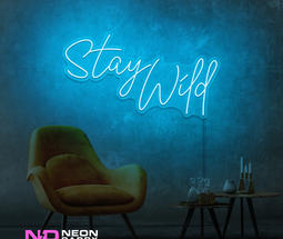Color: Light Blue 'Stay Wild' - LED Neon Sign - Affordable Neon Signs