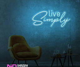 Color: Light Blue 'Live Simply' - LED Neon Sign - Affordable Neon Signs