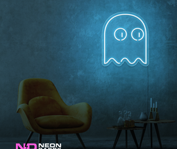 Color: Light Blue Ghost Pacman LED Neon Sign