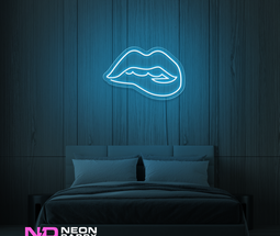 Color: Light Blue 'Lips' - LED Neon Sign - Affordable Neon Signs