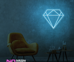 Color: Light Blue 'Diamond' LED Neon Sign - Affordable Neon Signs