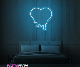 Color: Light Blue 'Melting Heart' - LED Neon Sign - Affordable Neon Signs