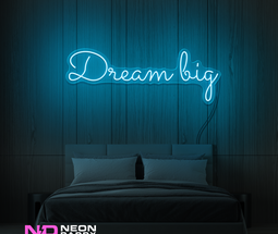 Color: Light Blue 'Dream Big' LED Neon Sign - Affordable Neon Signs