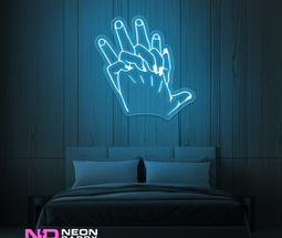 Color: Light Blue 'Hand Holding' LED Neon Sign - Romantic Neon Signs