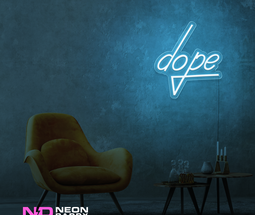 Color: Light Blue 'Dope' LED Neon Sign - Affordable Neon Signs